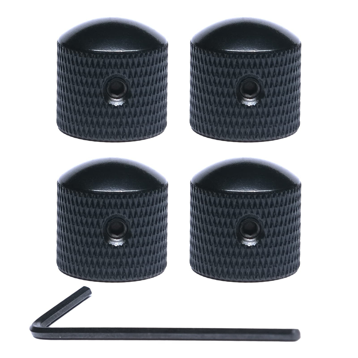 4 Pcs Metal Dome Tone Guitar Control Knobs with Allen Keys Screws Set Black A161662