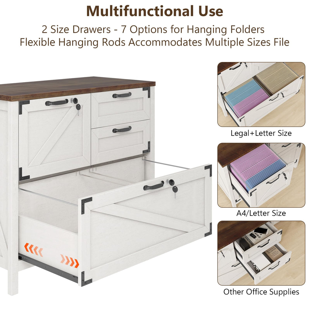 White 4 Drawer File Cabinet with Lock R119837