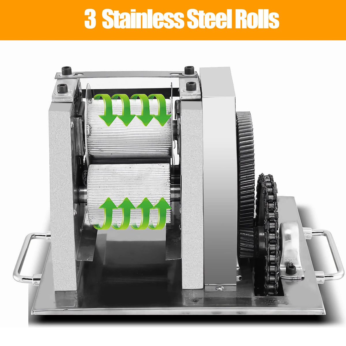 110V 750W Electric Sugar Cane Juicer with 3 Stainless Steel Rollers K22483