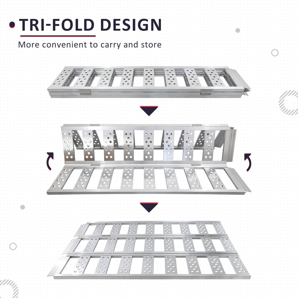 Full Width Aluminum Tri-Fold Loading Ramps with Treads L5652