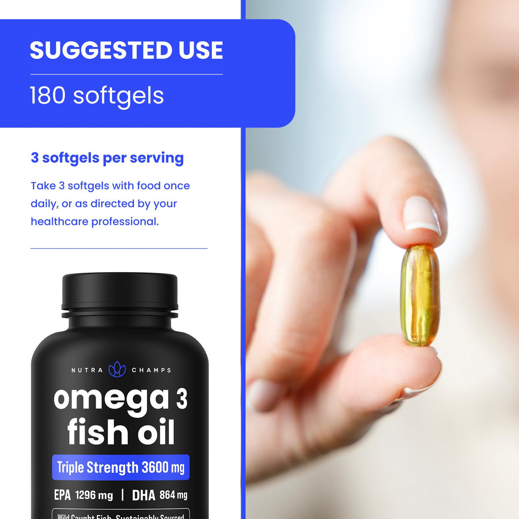 Omega 3 Fish Oil 3600 mg 180 Softgels L8511
