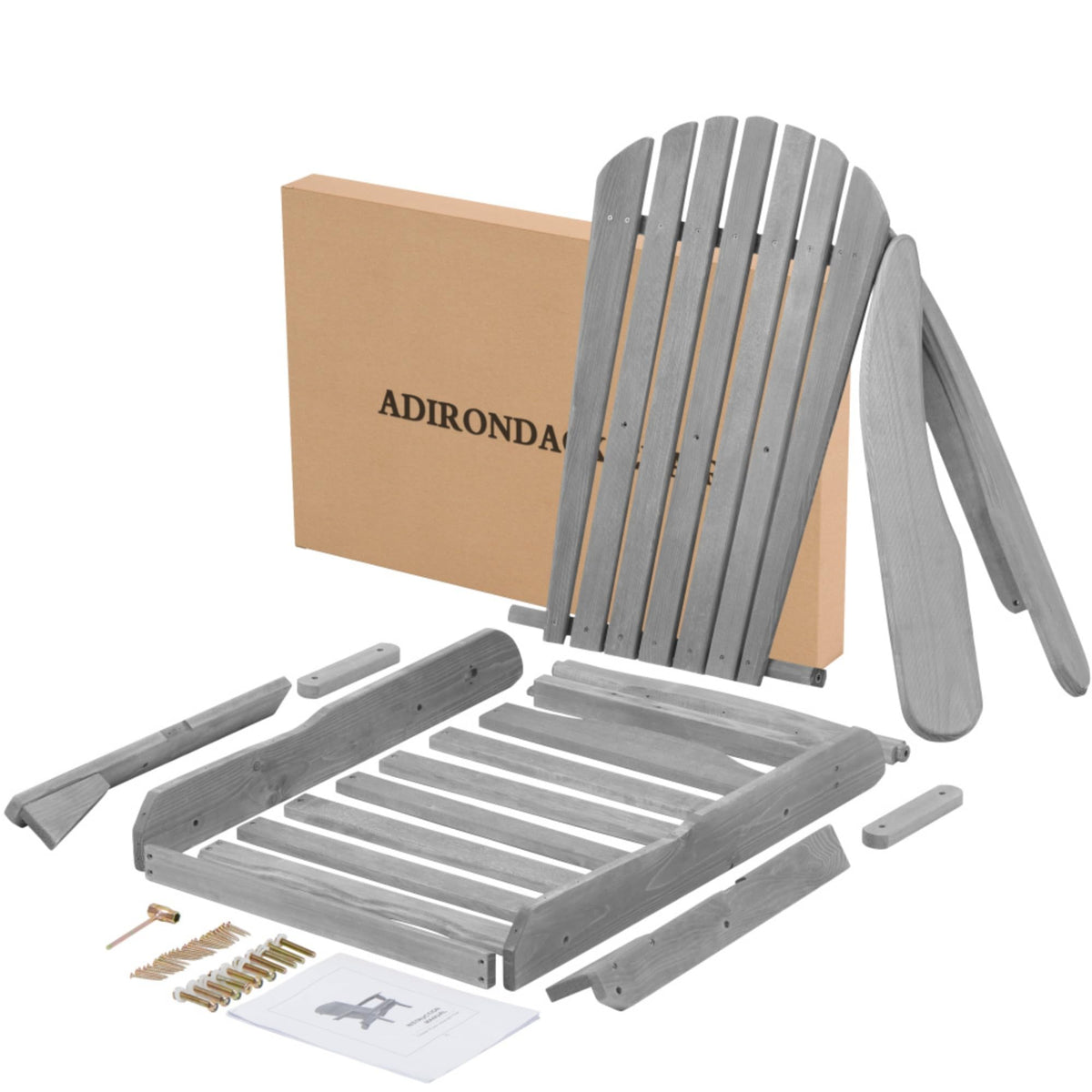 Wood Folding Adirondack Chair Set of 2 Gray U858
