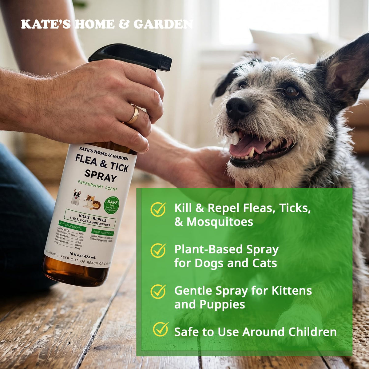 Flea and Tick Spray for Dogs & Cats 16oz E412623