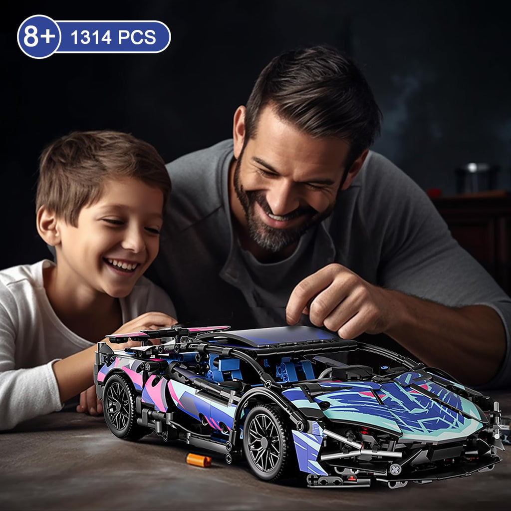 Blue 1:14 Scale Race Car Building Block Set N160
