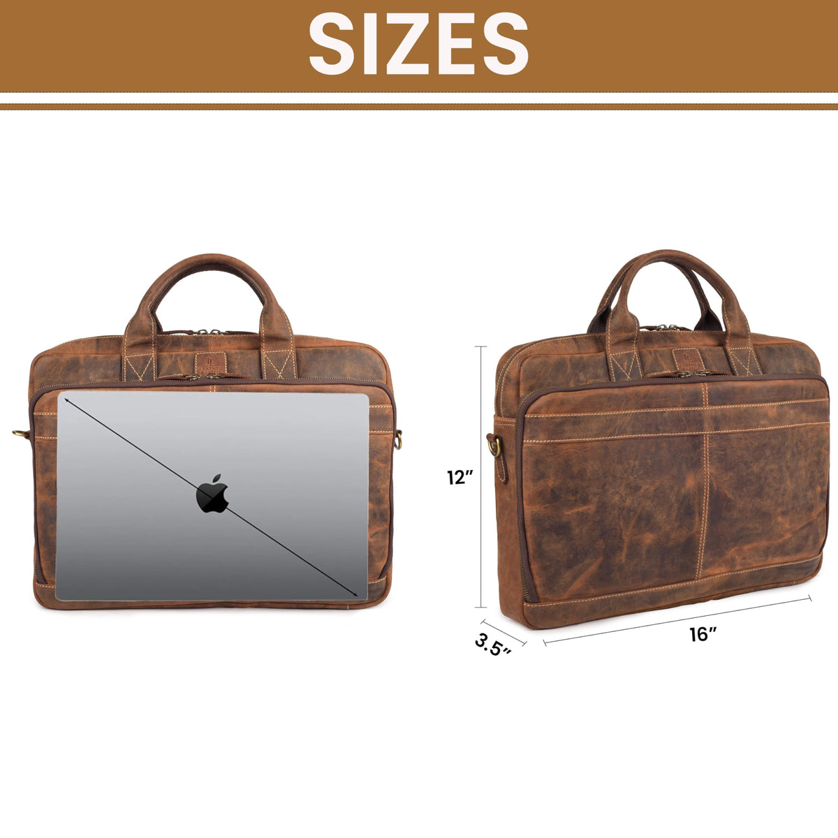 Full Grain Leather Messenger Bag B289244