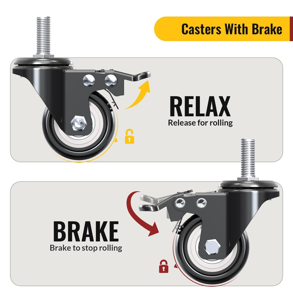2 inch Total Locking Stem Caster Wheels Set of 4 Black W9874