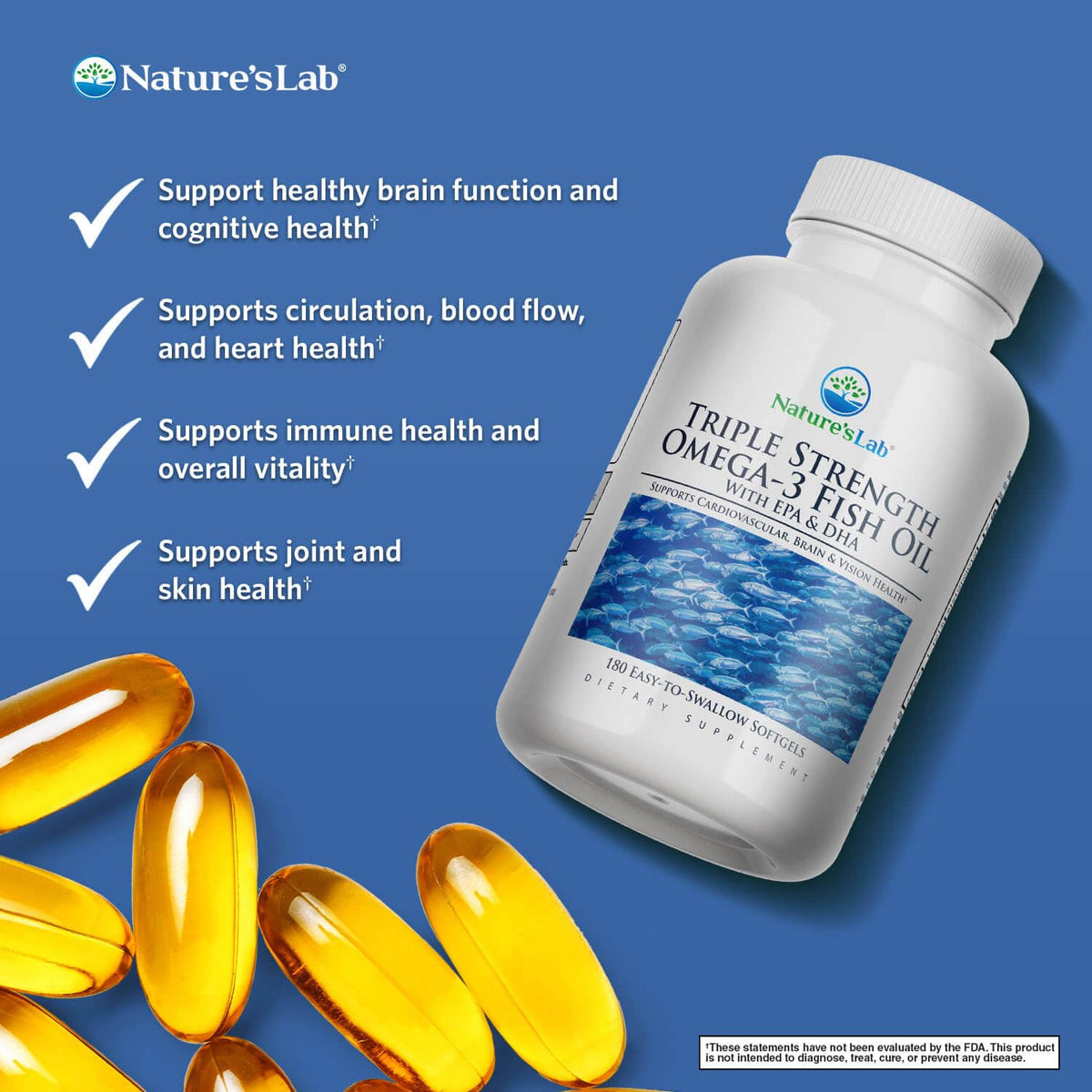 Triple Strength Omega-3 Fish Oil with EPA & DHA 180 Softgels Z1025