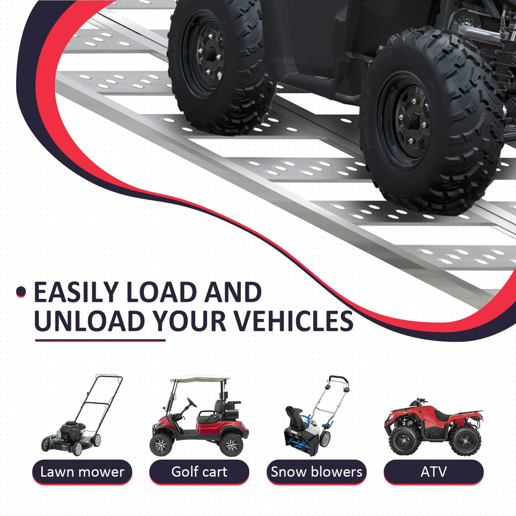Full Width Aluminum Tri-Fold Loading Ramps with Treads L5652