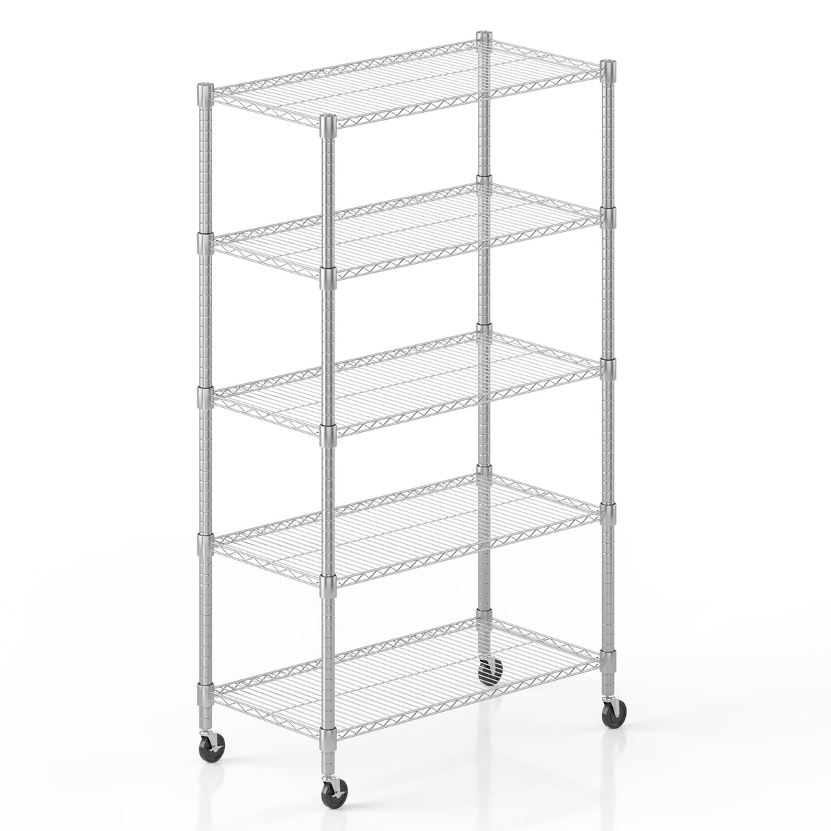 5-Tier Adjustable Steel Wire Shelving with Wheels J9486