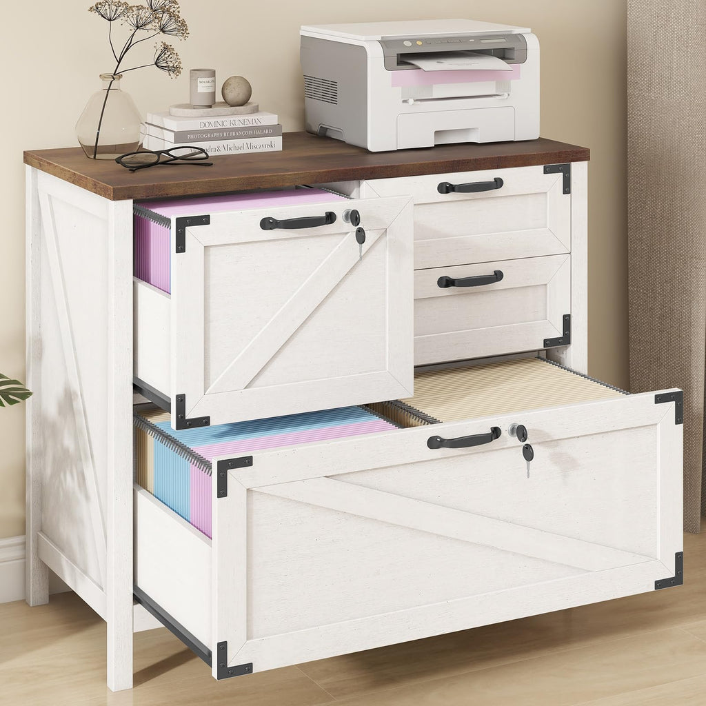 White 4 Drawer File Cabinet with Lock R119837