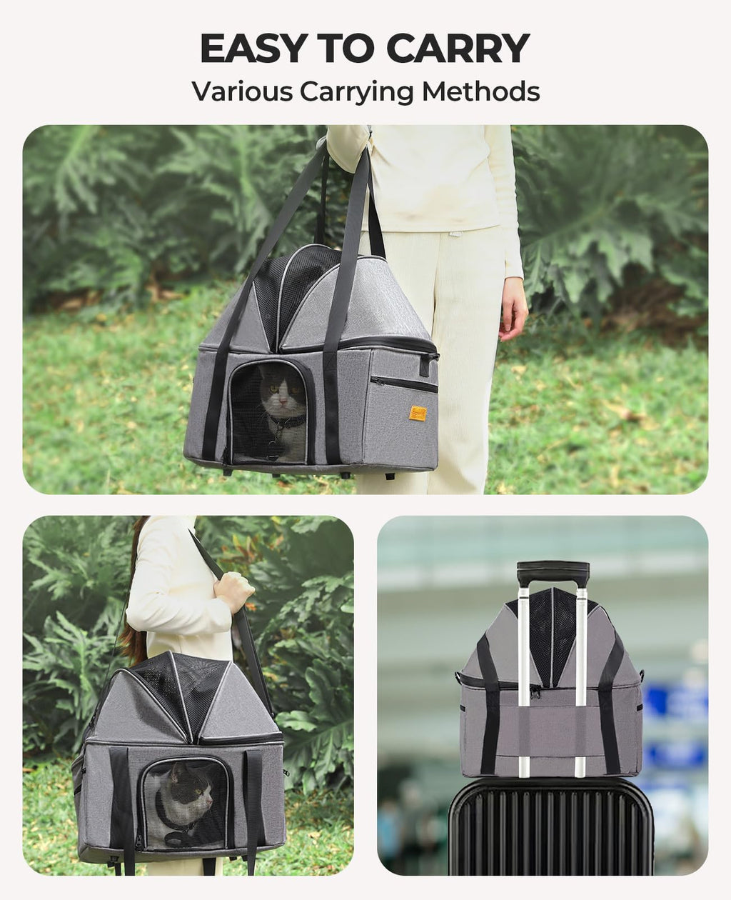 Top-Expandable Cat Carrier with Semi-Open Canopy M5510