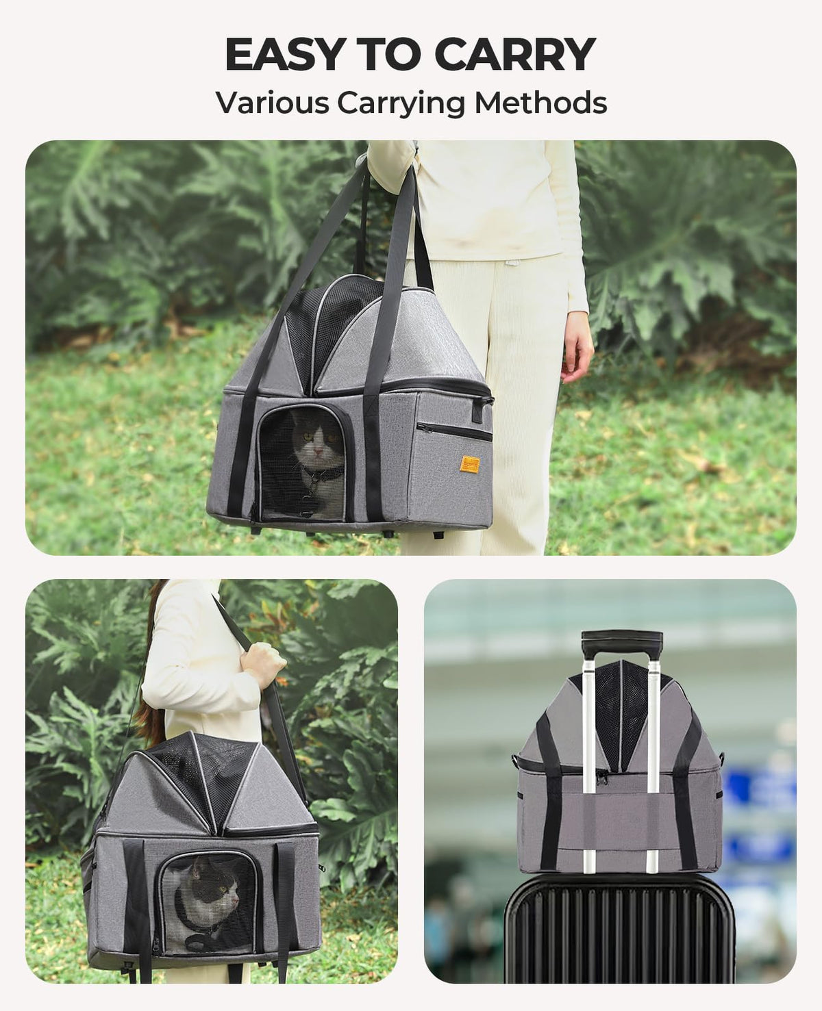 Top-Expandable Cat Carrier with Semi-Open Canopy M5510