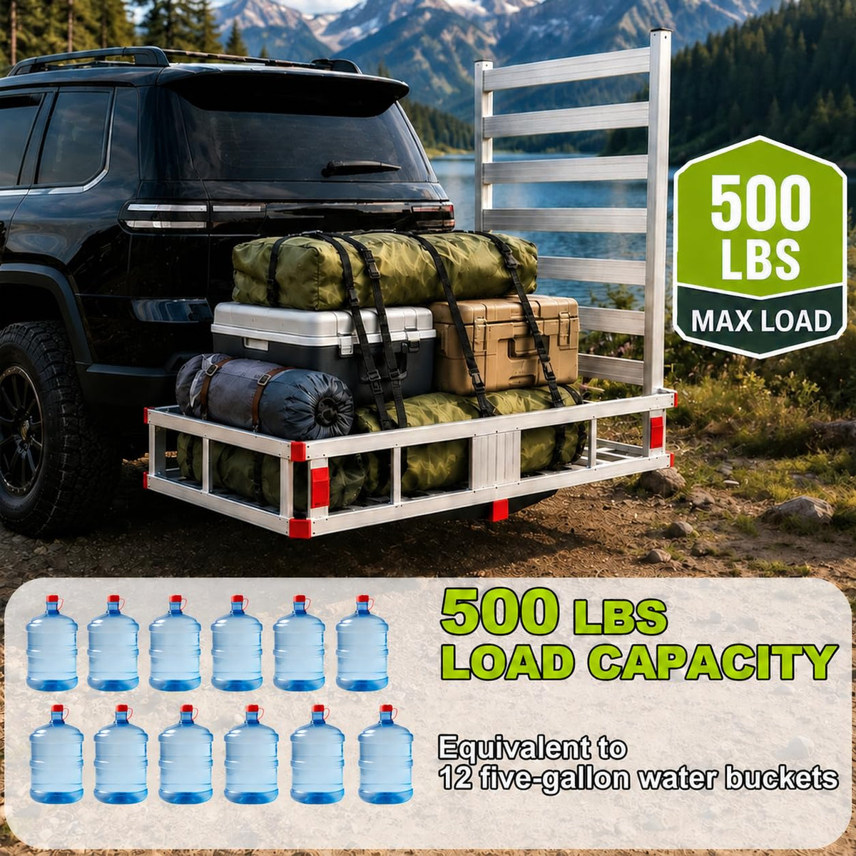 Aluminum Hitch Cargo Carrier with Ramp R560349