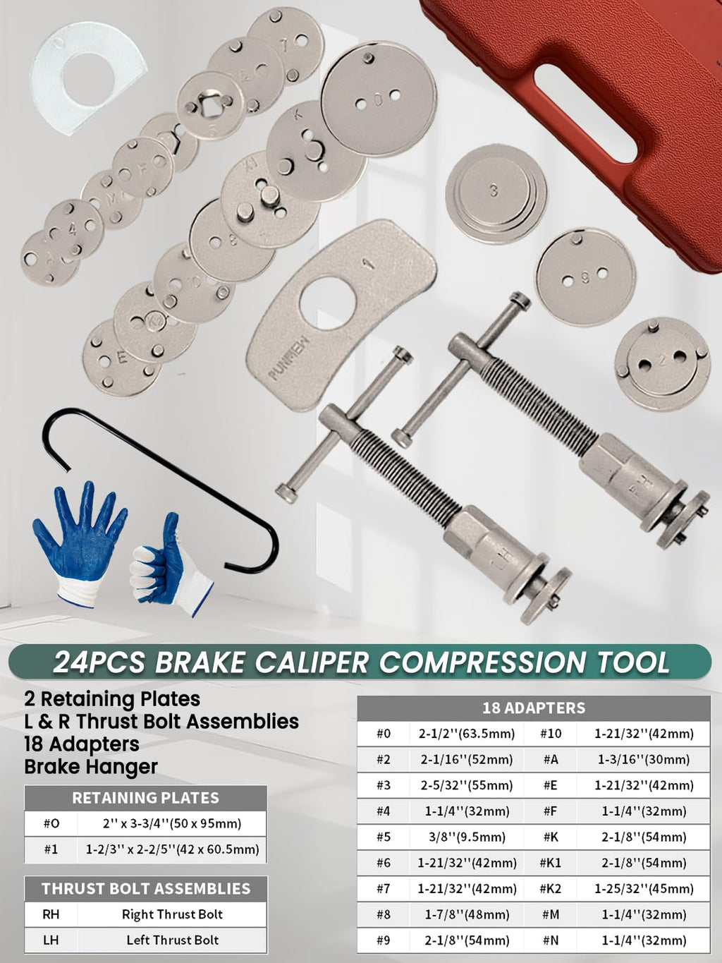 Heavy Duty 24-Piece Brake Caliper Compression Tool Set B96342