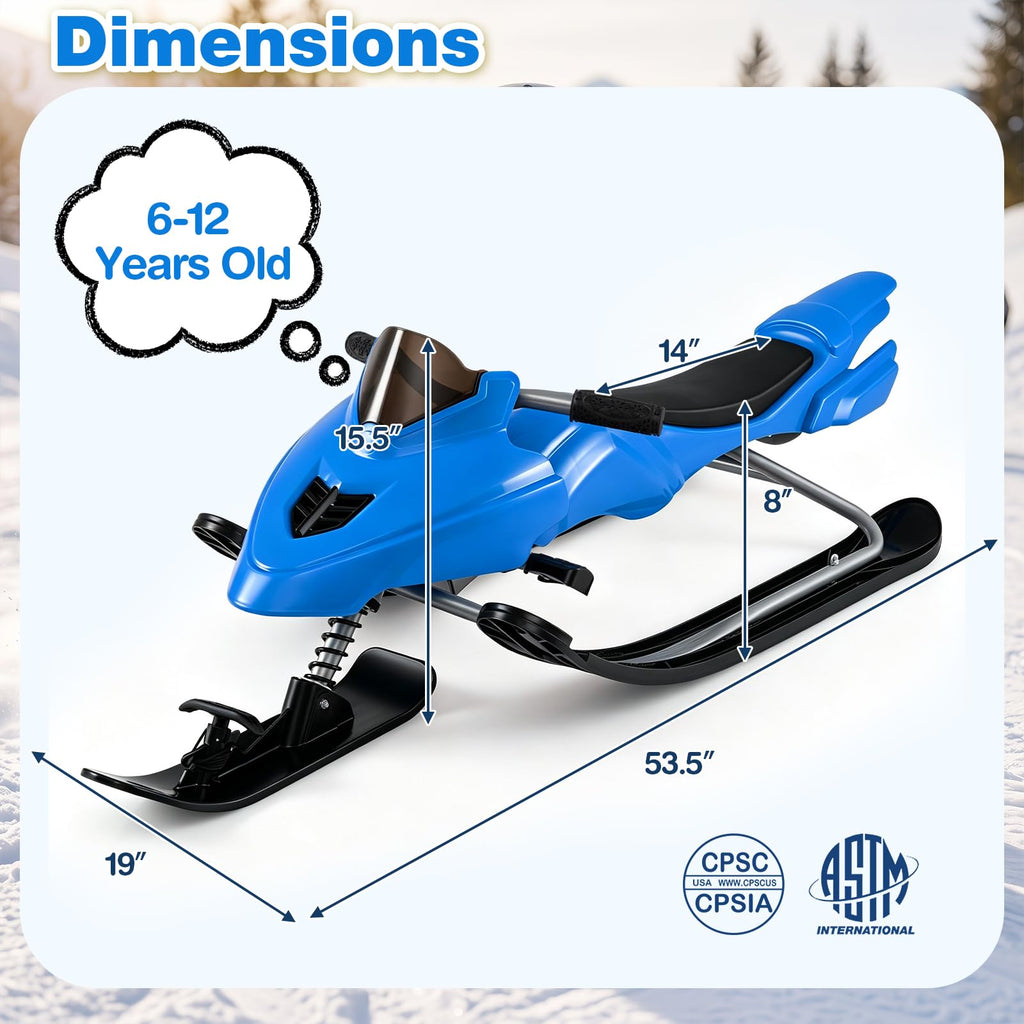 Snow Racer Sled with Brakes, Steering Handle, Tow Ropes N896029