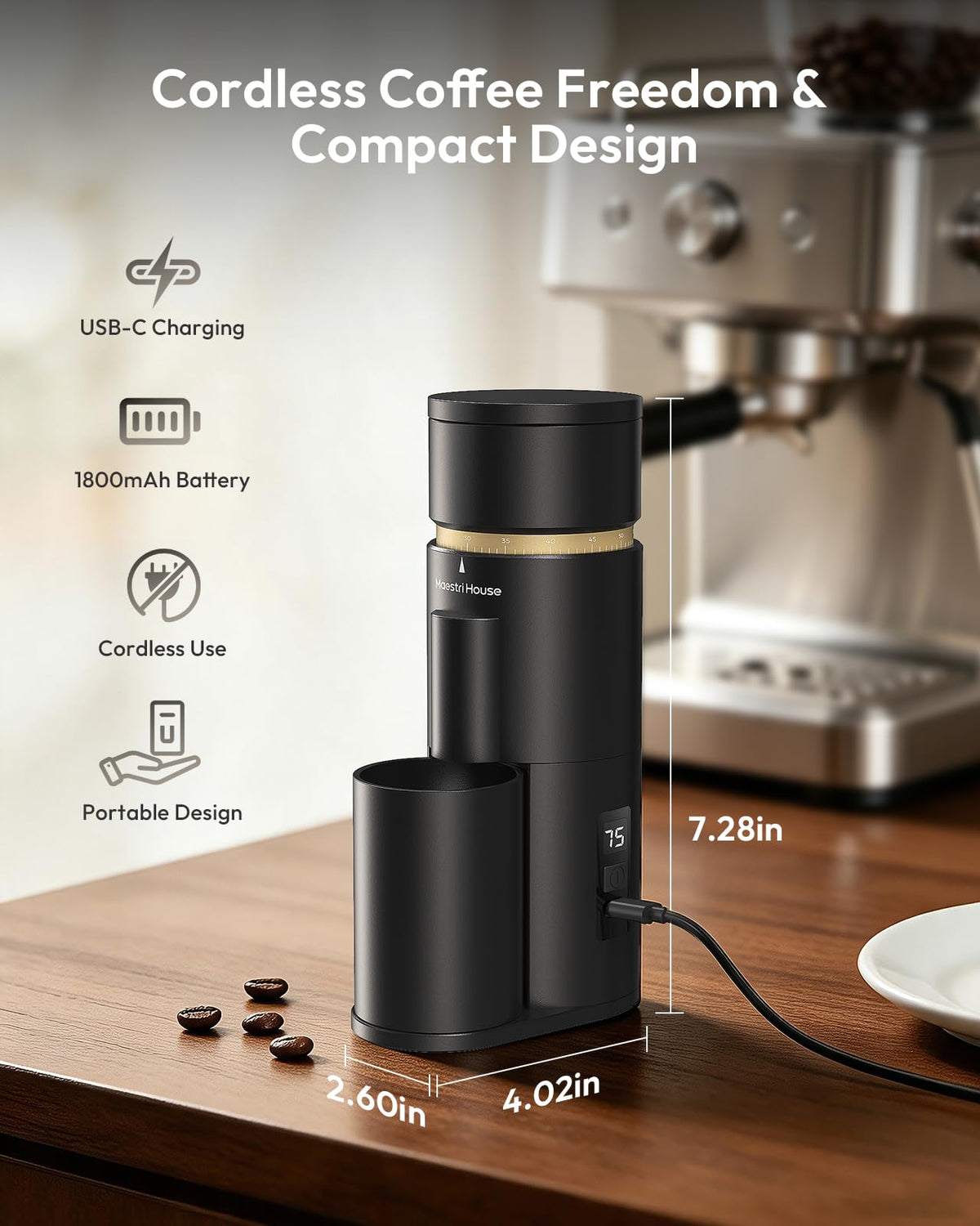 Rechargeable Single-Dose Burr Coffee Grinder O930