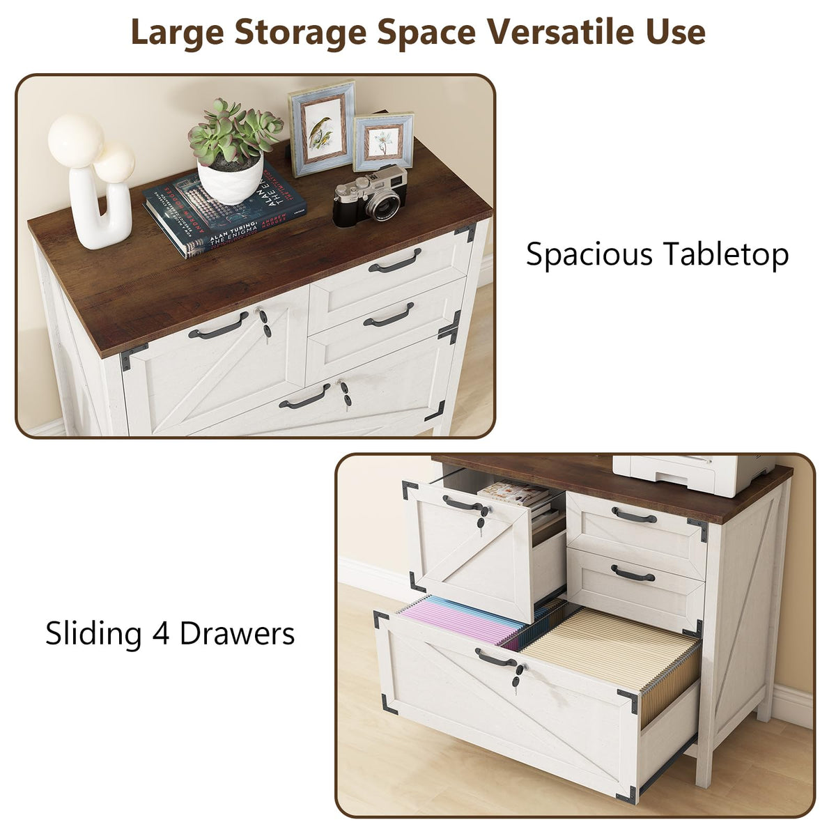 White 4 Drawer File Cabinet with Lock R119837