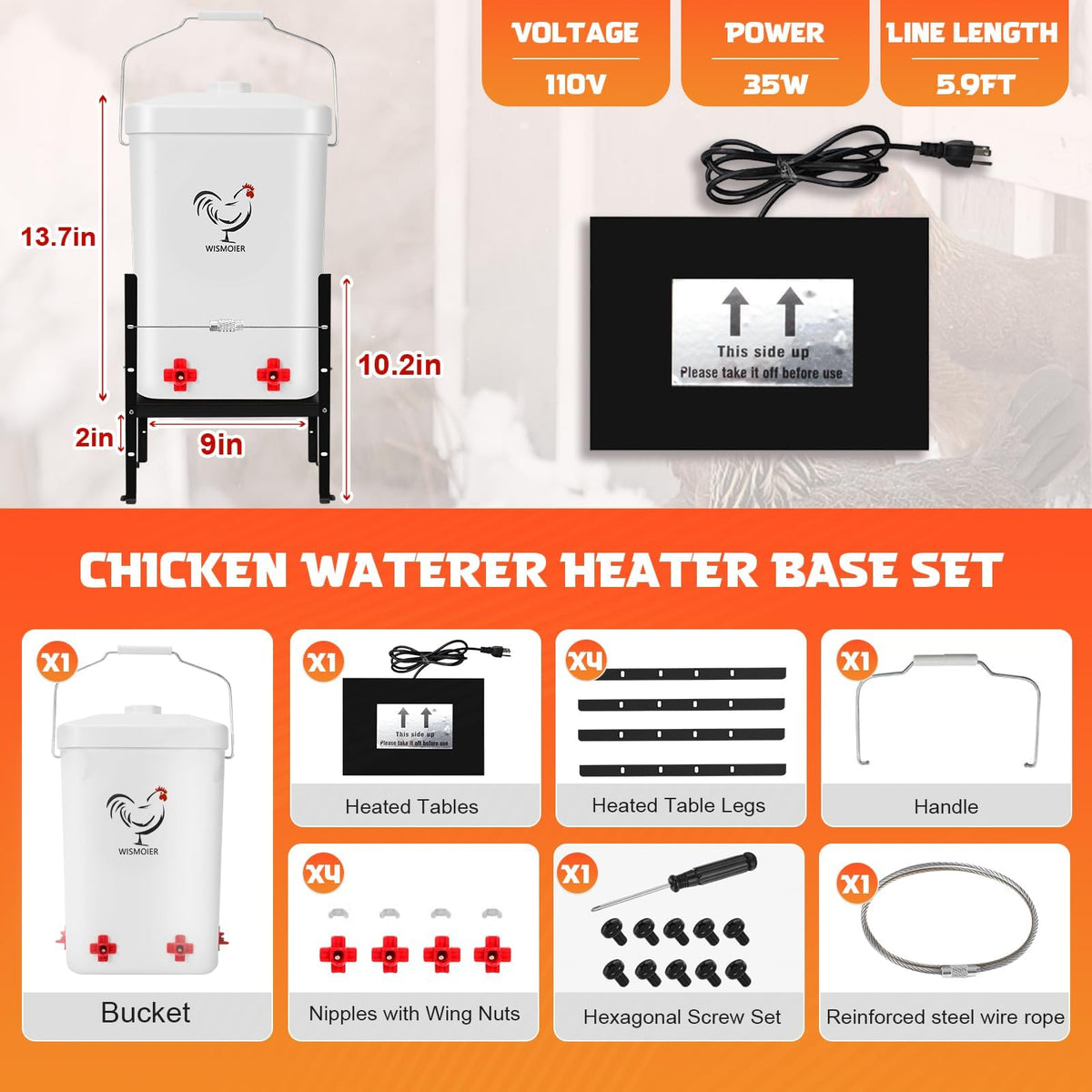 3 Gallon Heated Chicken Waterer W5123