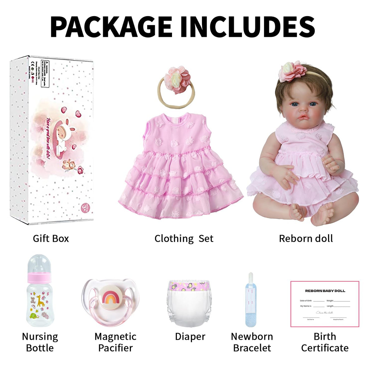 20 Inch Lifelike Reborn Baby Doll Girl with Soft Weighted Body M266228