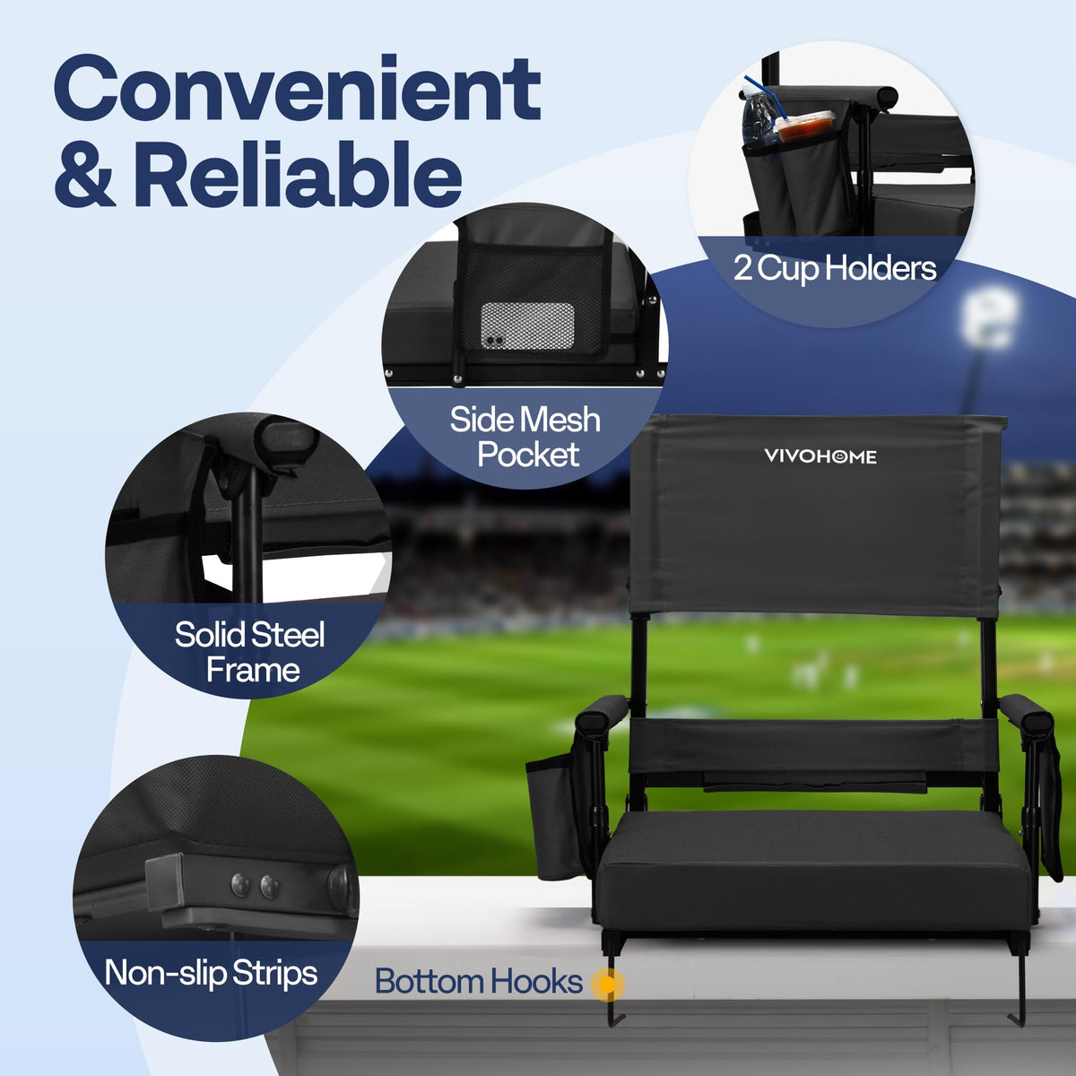 Adjustable High Back Stadium Seats with Cushion T71718