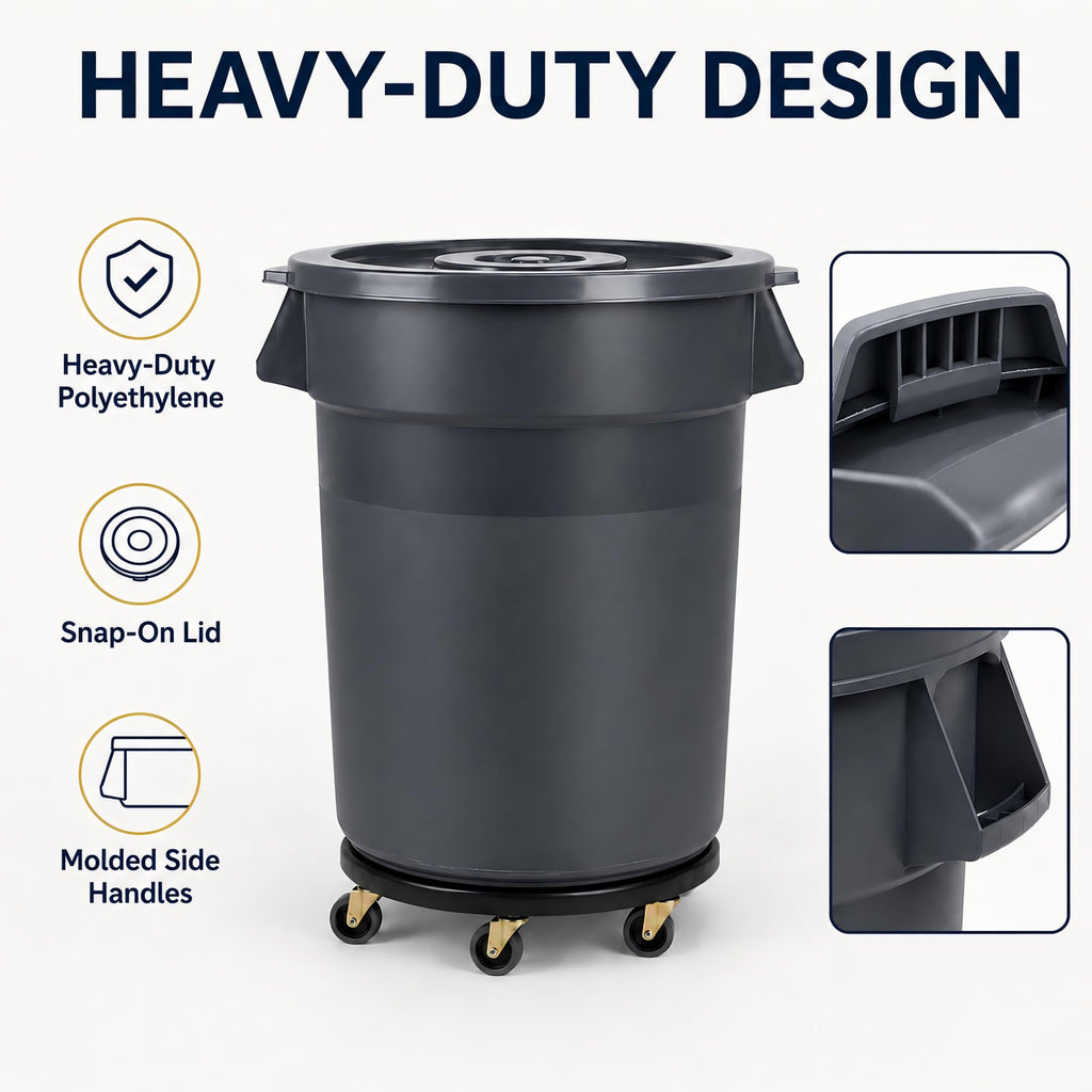32 Gallon Trash Can with Wheels and Lid, 2 Pack M84669