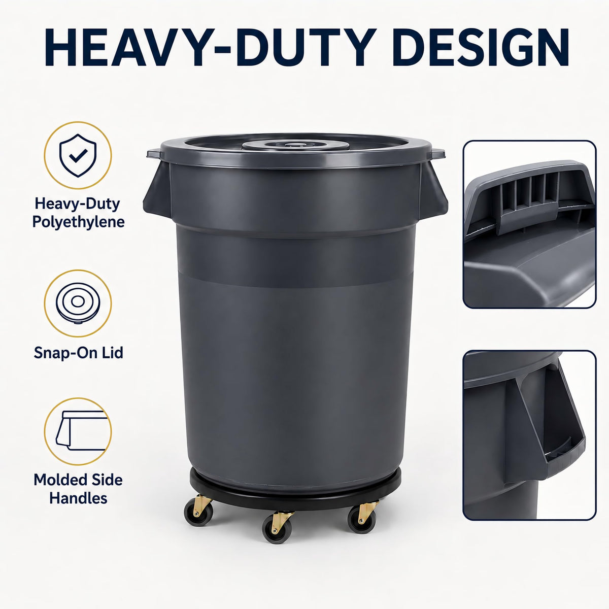 32 Gallon Trash Can with Wheels and Lid, 2 Pack M84669
