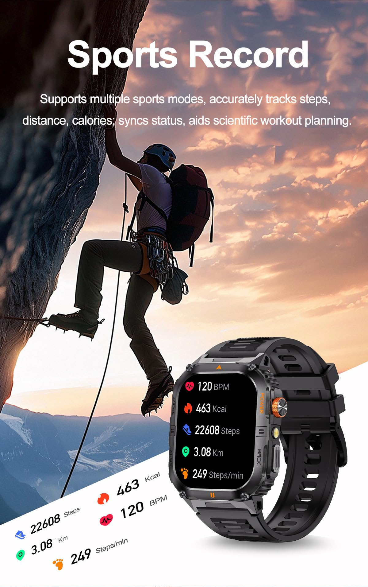 Military Smart Watch with Bluetooth Calling, Heart Rate Monitor, Sleep Tracking, Camouflage Green W282232