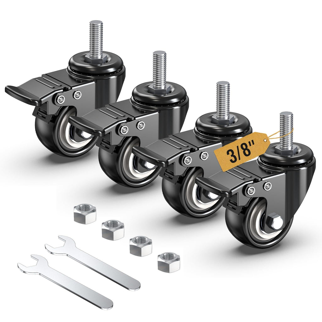 2 inch Total Locking Stem Caster Wheels Set of 4 Black W9874