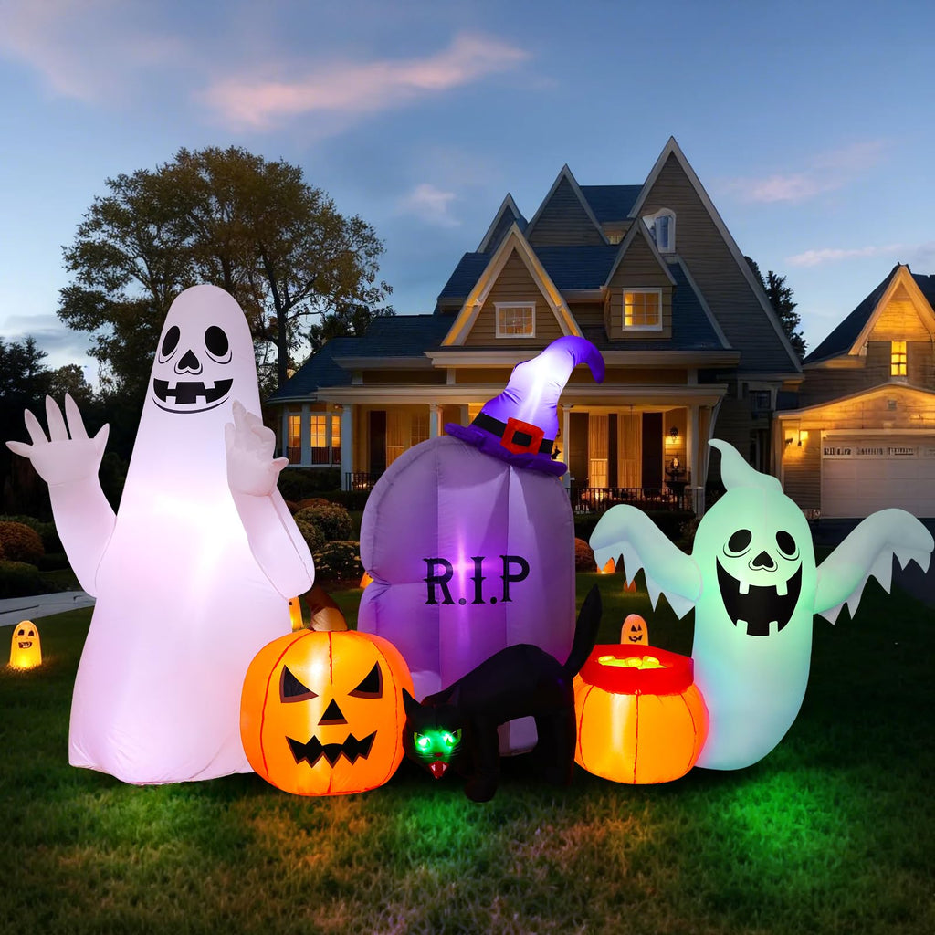 8FT Inflatable Ghost Cat Pumpkin A201