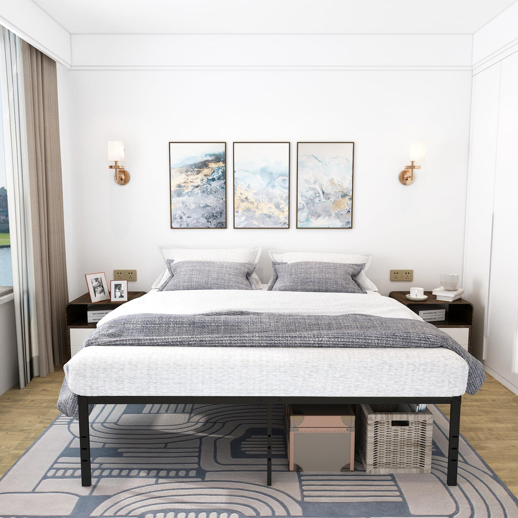Black 18 Inch Metal Platform Full Bed Frame Z2786