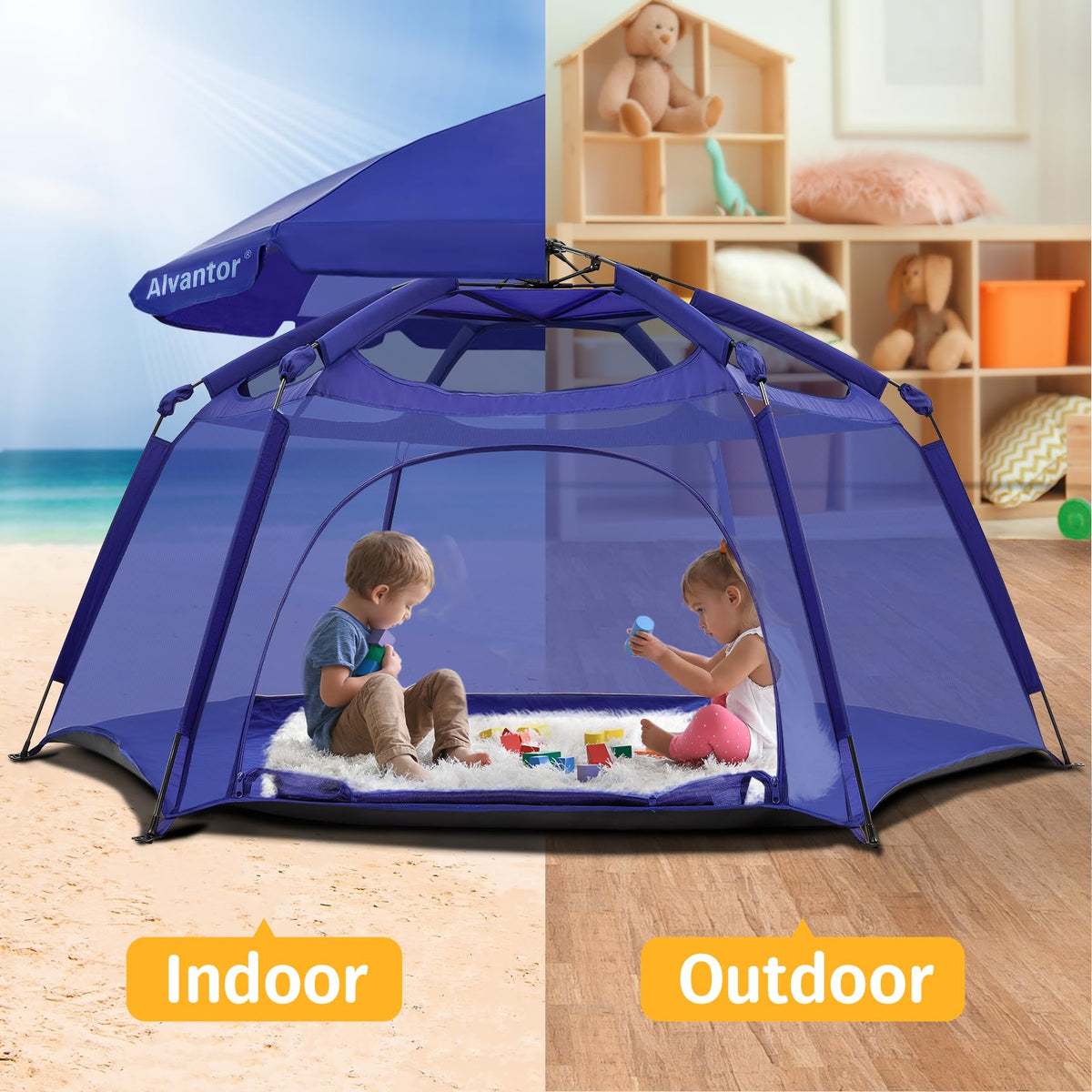 Portable Baby Playpen with Mesh D200