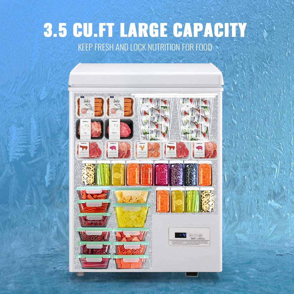 White Compact Chest Freezer with 2 Removable Baskets J67964