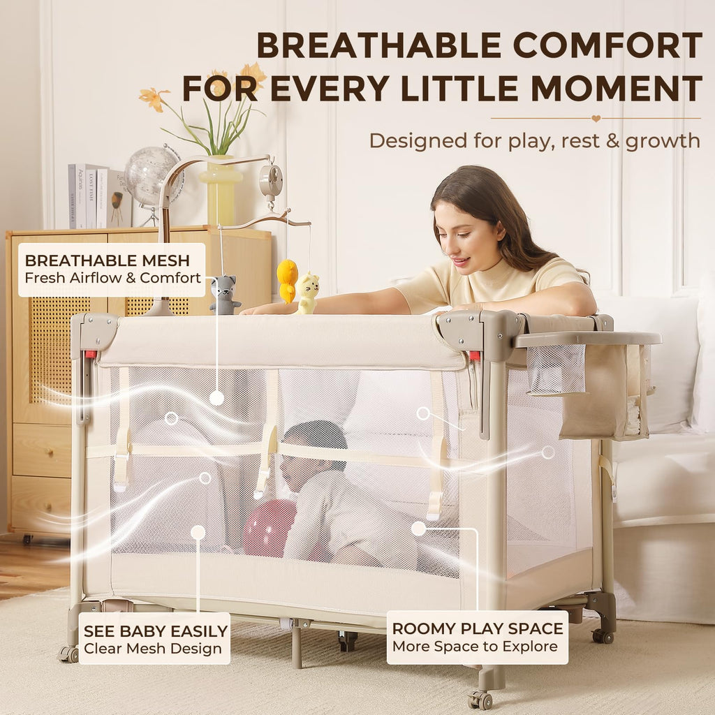 4-in-1 Bassinet Changing Table Portable Crib L997
