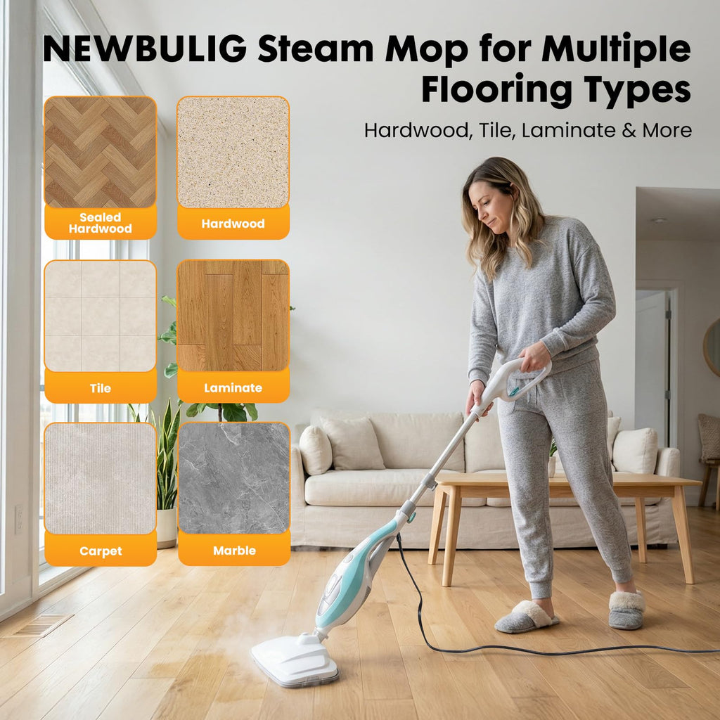 14-in-1 Steam Mop Detachable Handheld Steam Cleaner with 2 Washable Pads U140318