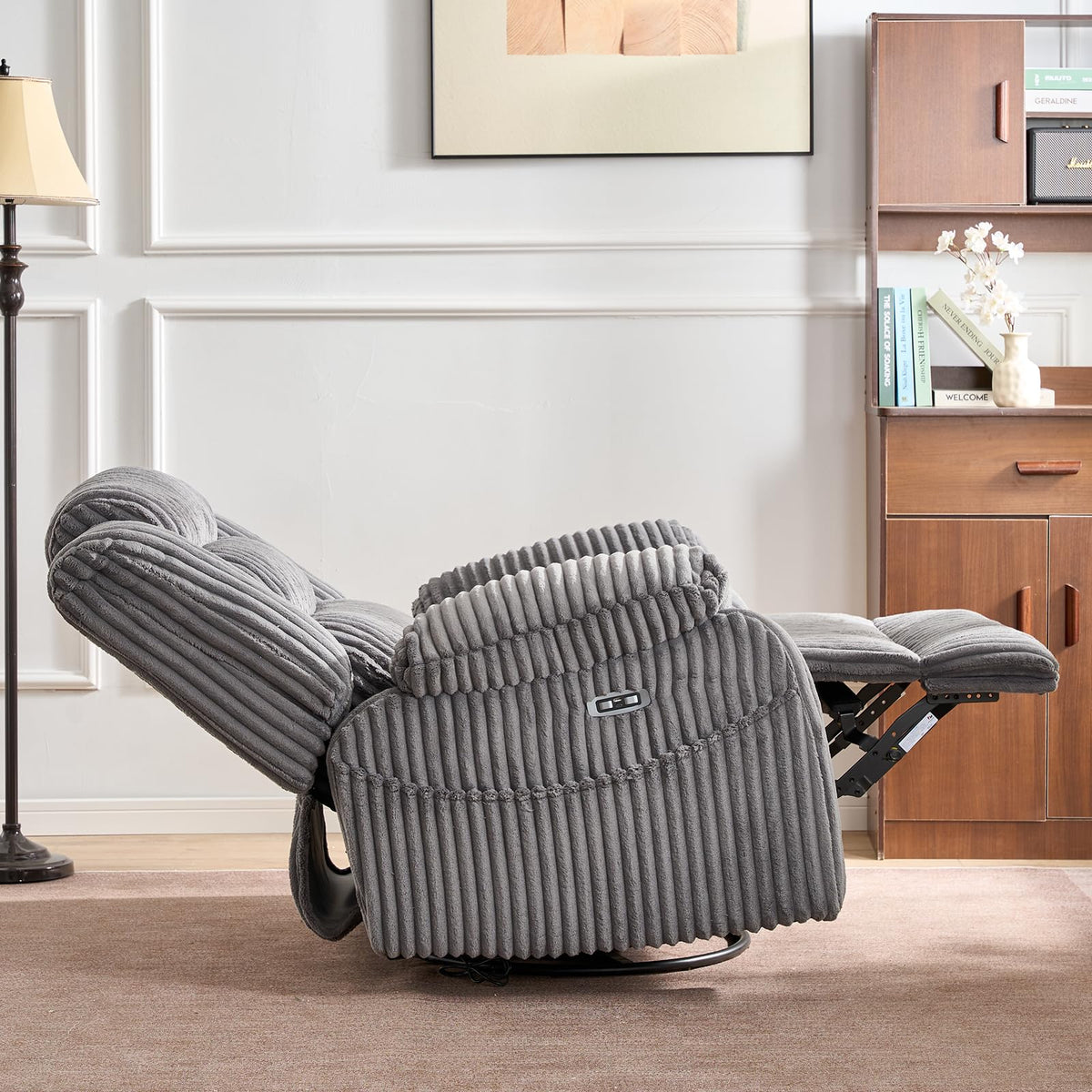 Power Swivel Rocker Recliner Chair with Vibration & Heat Q972059