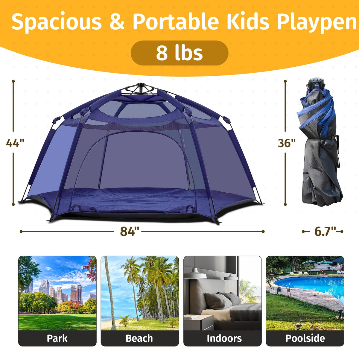 Portable Baby Playpen with Mesh D200