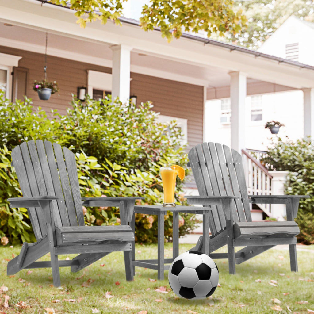 Wood Folding Adirondack Chair Set of 2 Gray U858