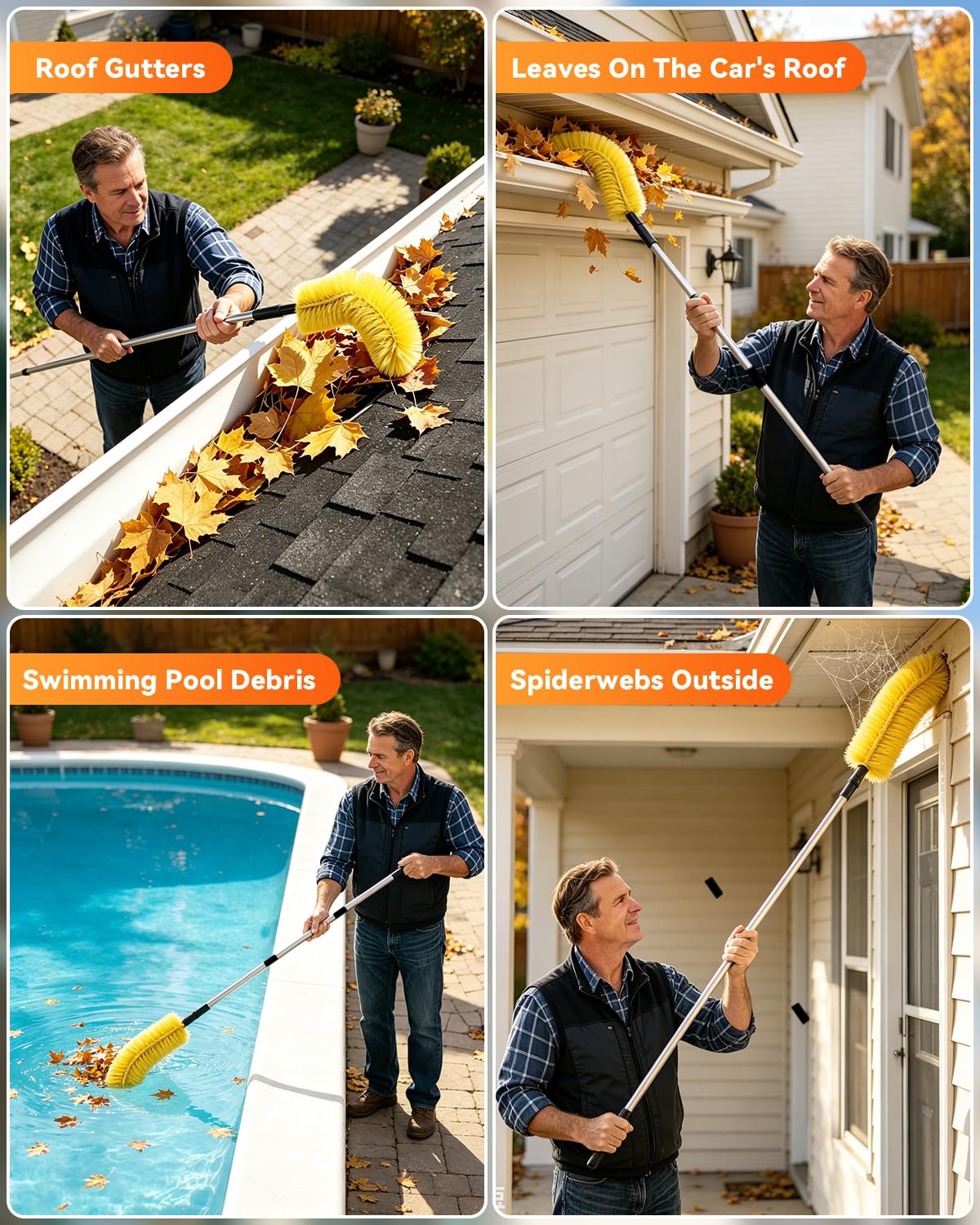 13FT Adjustable Gutter Cleaning Tool Kit with Brush Head Z72090