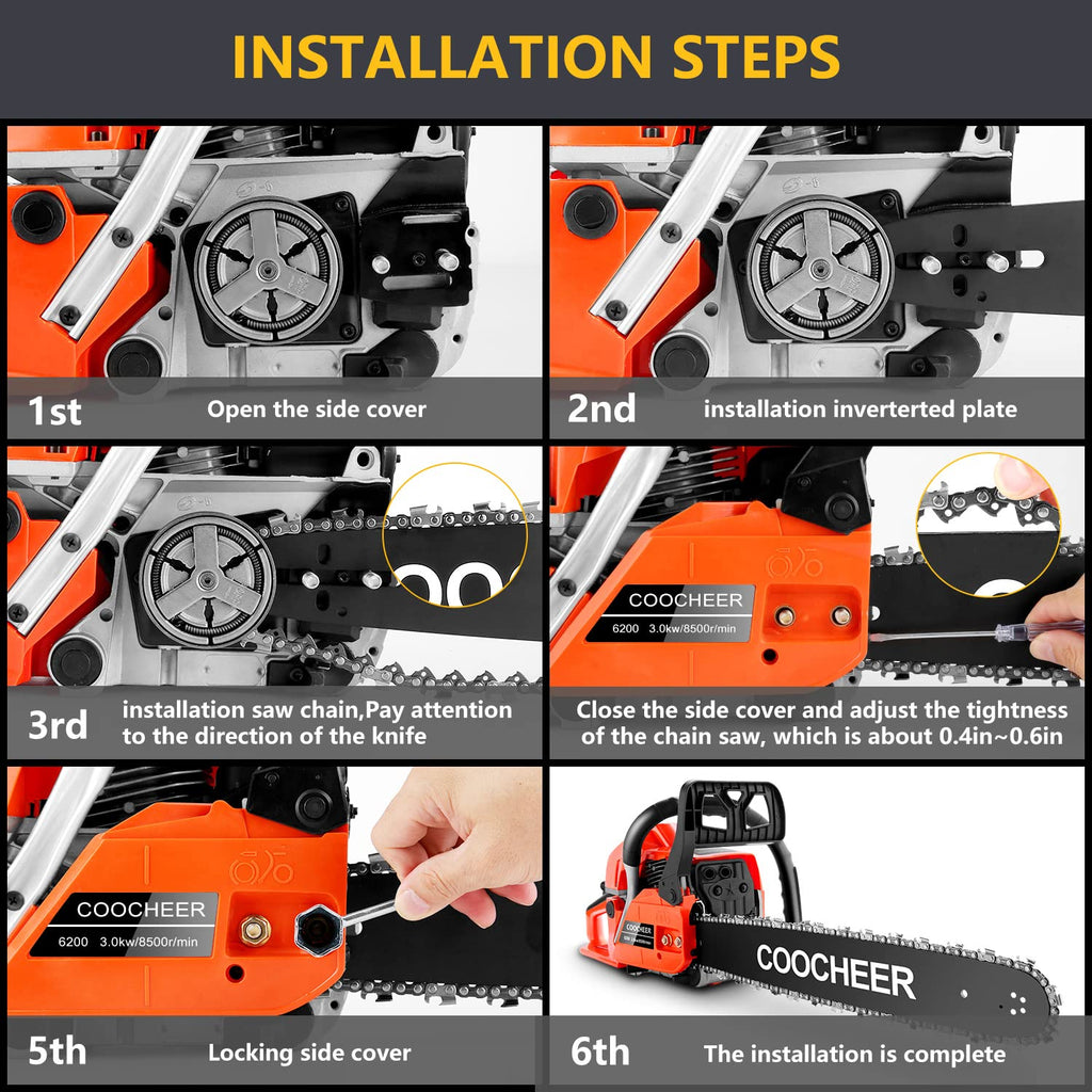 62CC 20 Inch 2-Cycle Gas Chainsaw with Carrying Bag L912624
