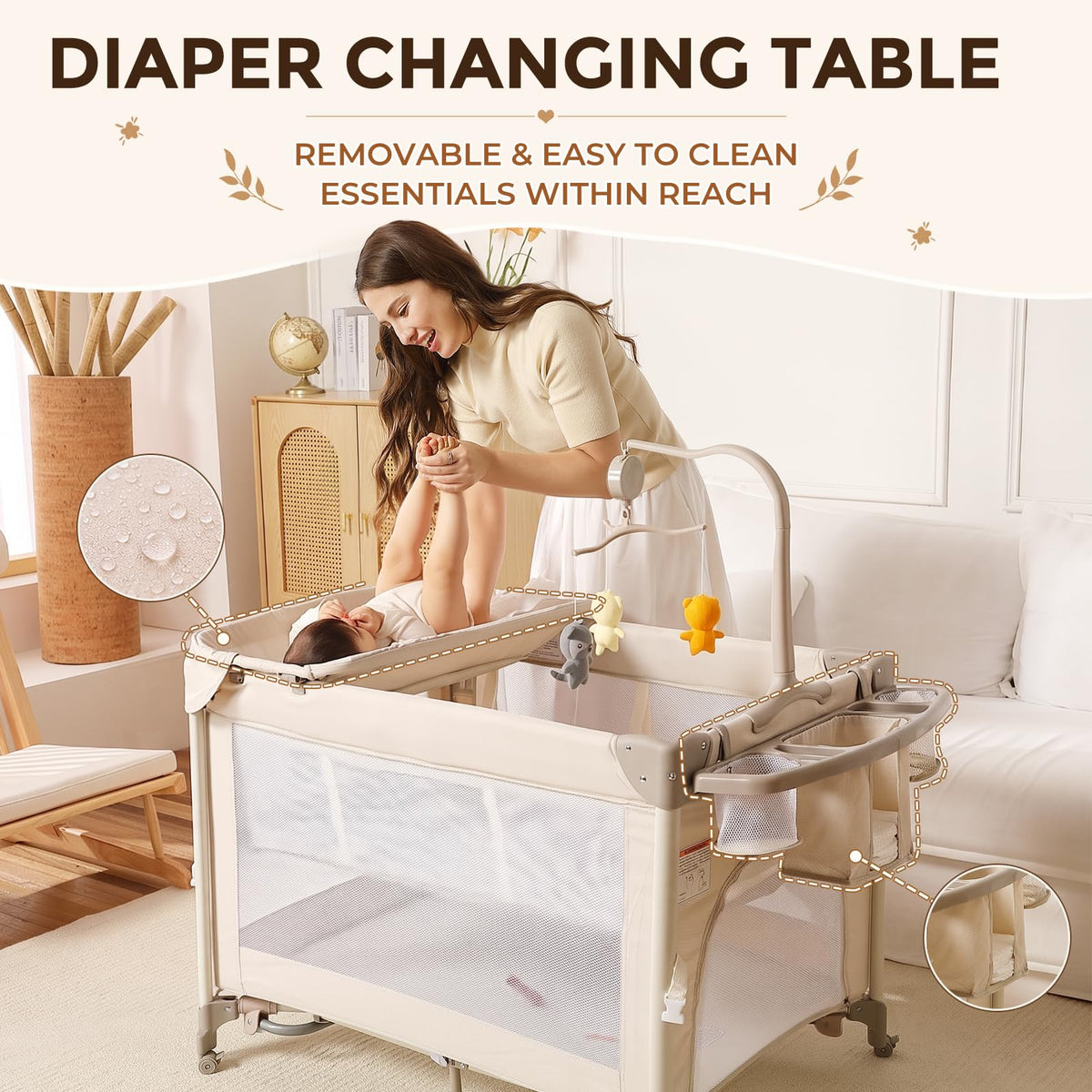 4-in-1 Bassinet Changing Table Portable Crib L997
