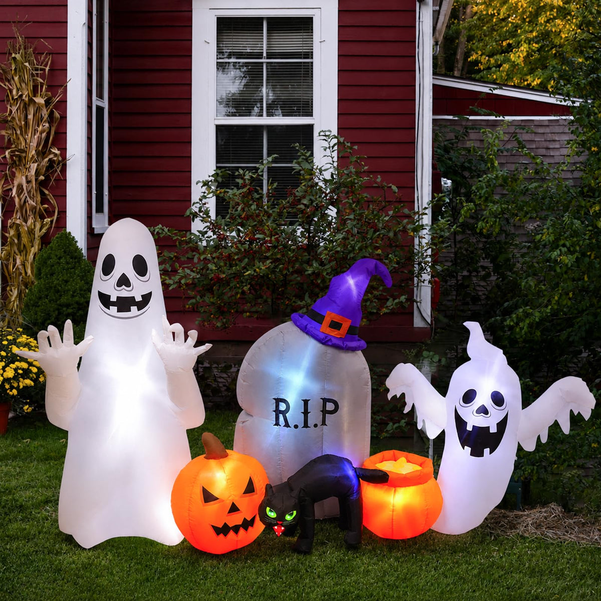 8FT Inflatable Ghost Cat Pumpkin A201