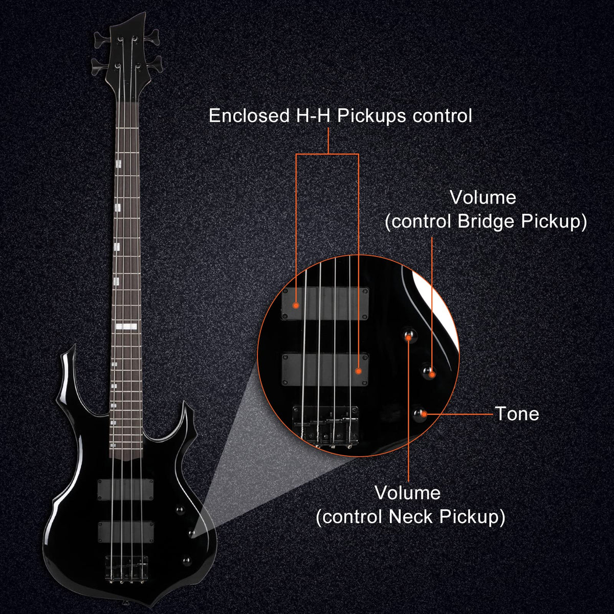 Full Size Flame Design Electric Bass Guitar Kit N116833