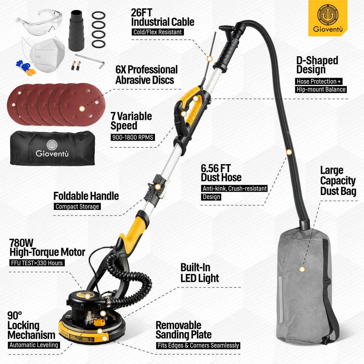 Electric Drywall Sander with Vacuum Z206