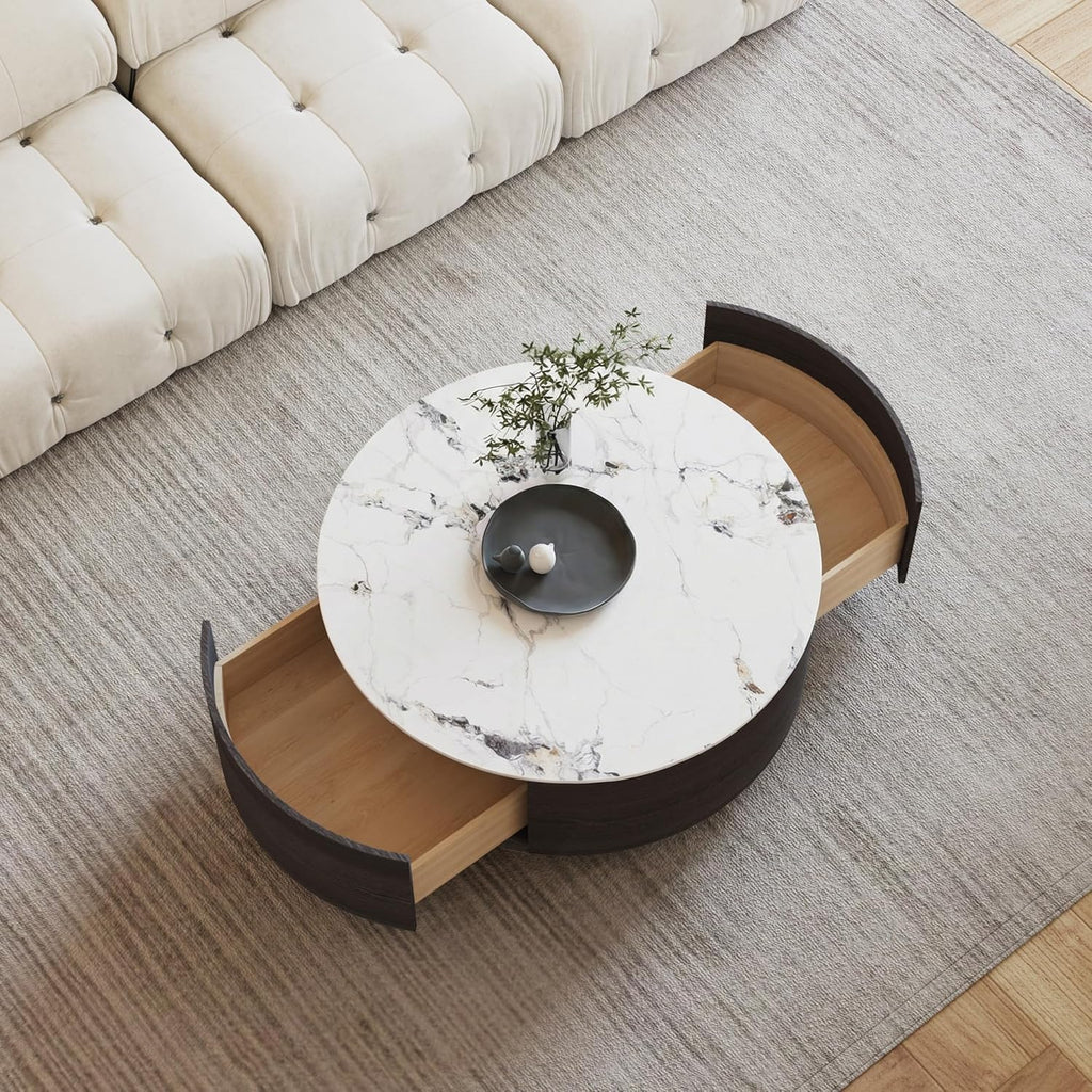 Round Coffee Table with 2 Drawers U647