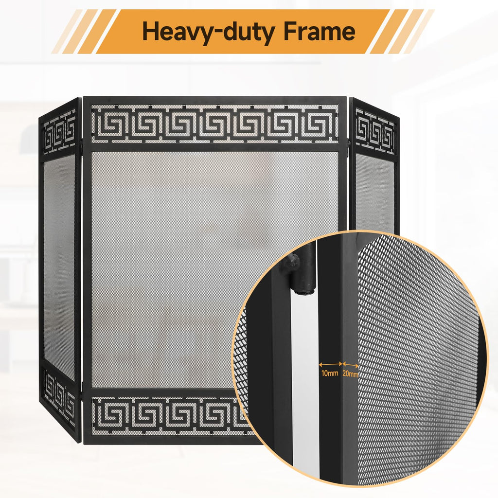 50"x32" 3 Panel Steel Fireplace Screen B5960