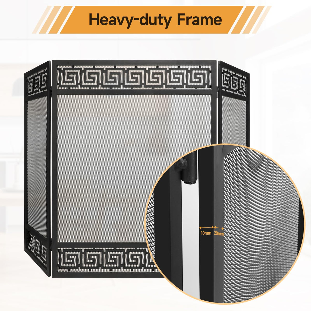 50"x32" 3 Panel Steel Fireplace Screen B5960