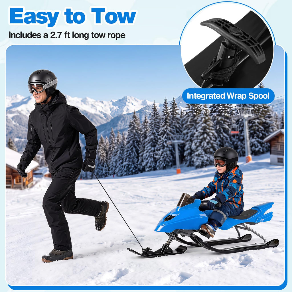 Snow Racer Sled with Brakes, Steering Handle, Tow Ropes N896029