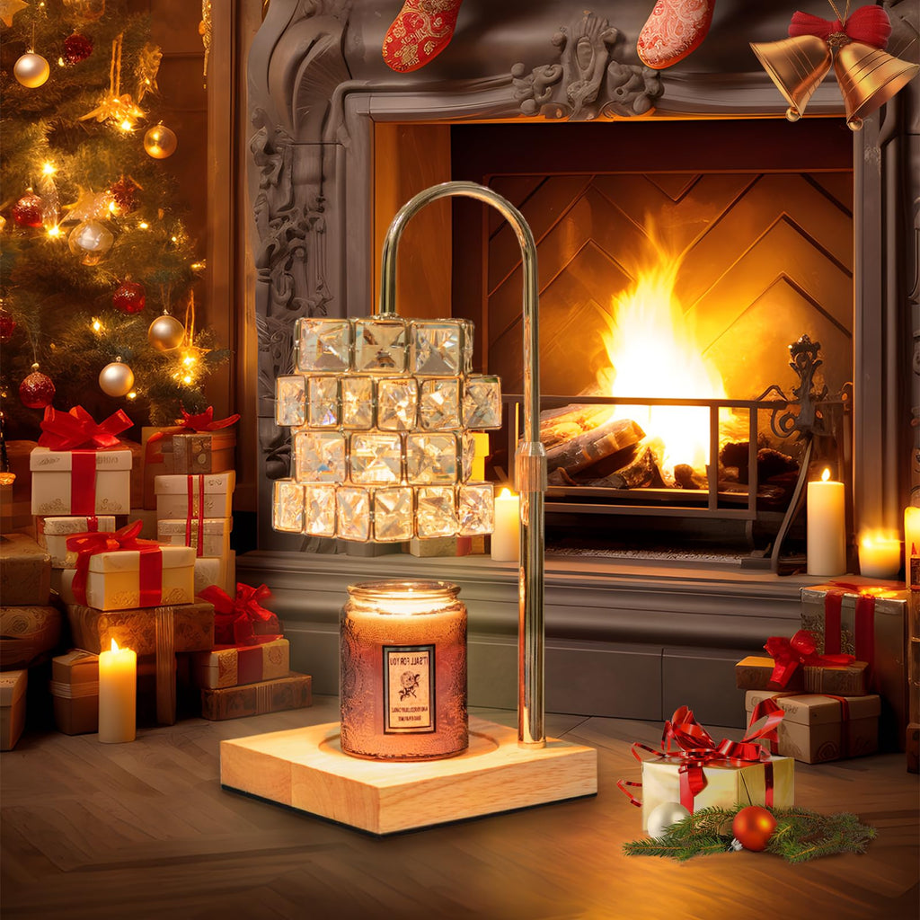 Candle Warmer Lamp with 2 Bulbs, Adjustable Dimmable Amber Glass G82436