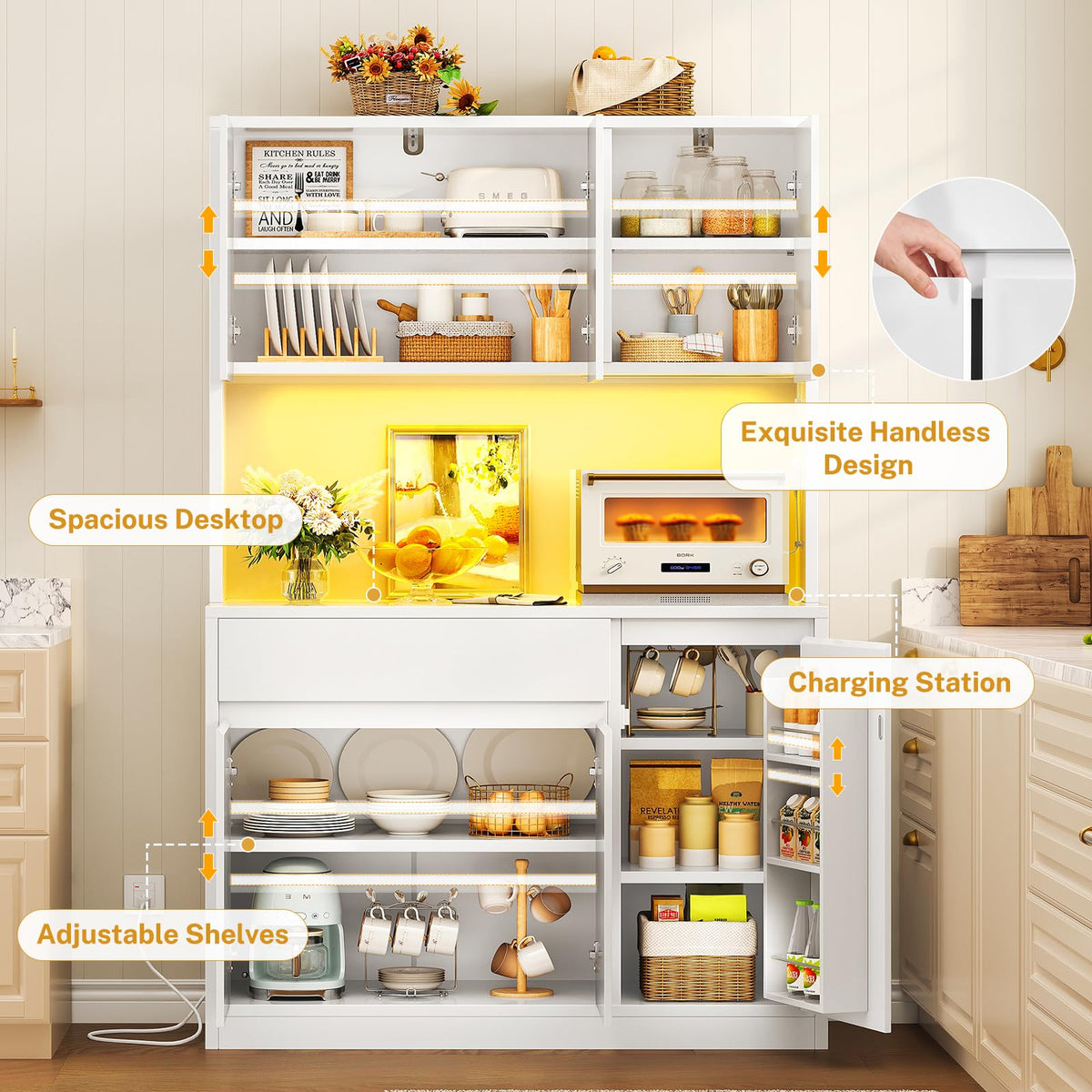 Pantry Cabinet with Charging Station Q17528