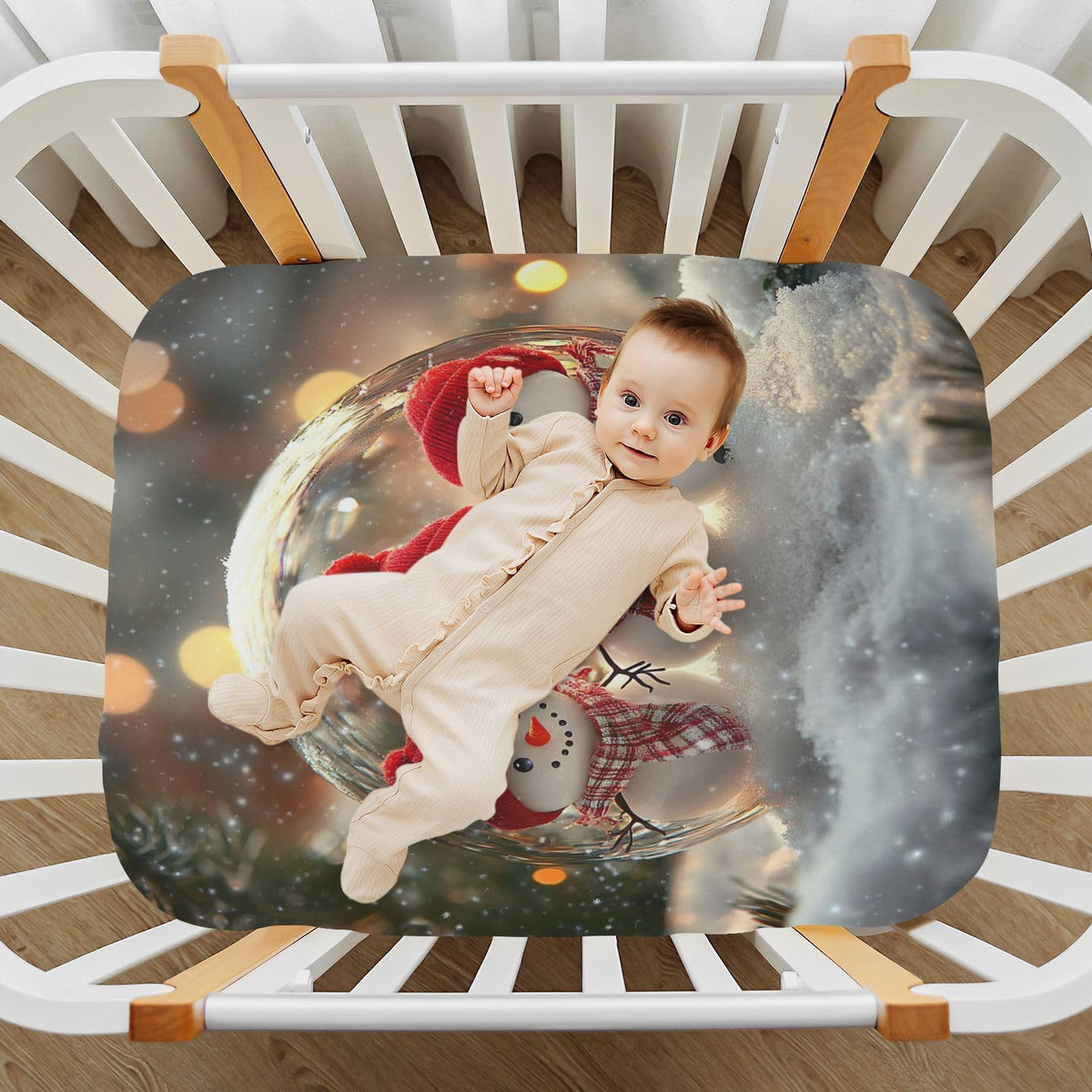 Snowmen Crystal Ball Crib Sheet 52" x 28" Q873